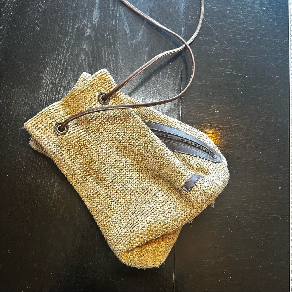 Brown Boho Backpack Strap Brown Cream Weaved Purse - Picture 6 of 9